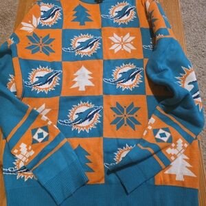 NFL Teal and Orange Zip Up Sweater